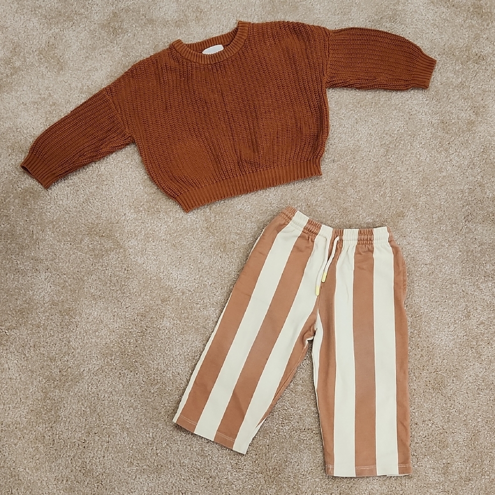 Boys Outfit - Wondr Sweater And Seed Heritage Striped Pants Size 2